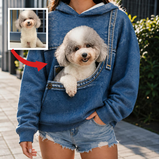 Hoodie à Imprimé Intégral Fluffy Grise et Blanche - Cadeau Personnalisé pour Amoureux de Caniche