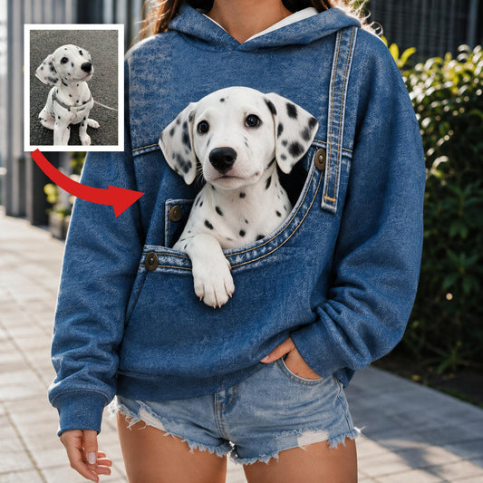 Hoodie à Imprimé Intégral de Chiot Dalmatien Mignon, Cadeau Personnalisé pour Propriétaires de Dalmatien