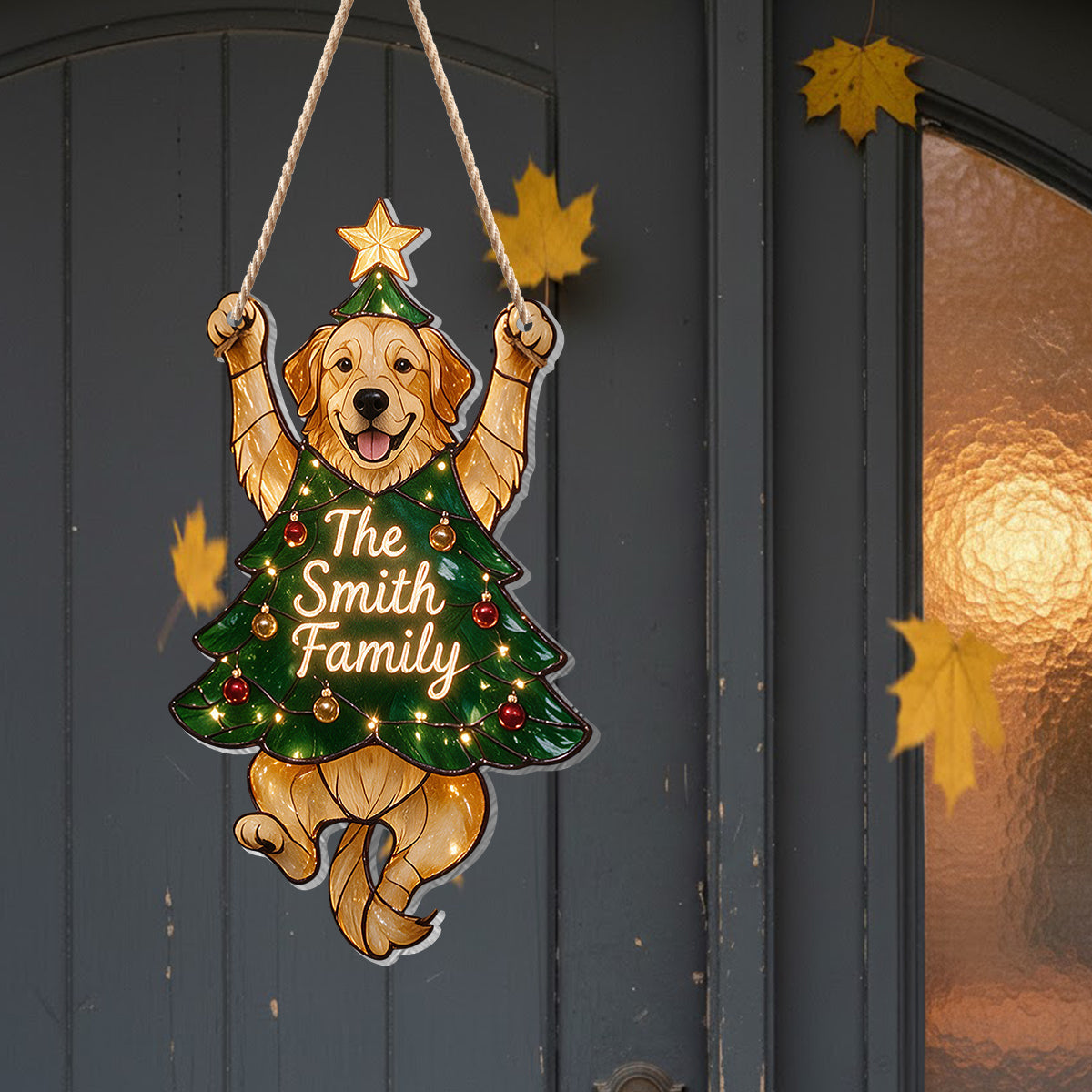 Personalisierte Verspielte Sibirische Husky Weihnachtsbaum LED Acrylschild - Festliches Geschenk für Hundeliebhaber