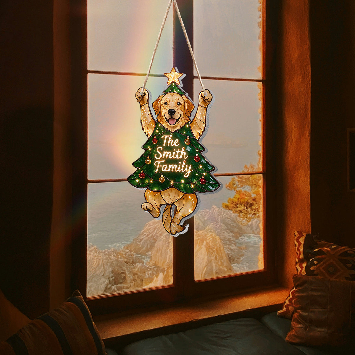 Fröhliches kleines Clinger personalisiertes Englisch Bulldog Weihnachten LED Acrylzeichen, festliche hängende Feiertagsdekoration Geschenk für Hundebesitzer