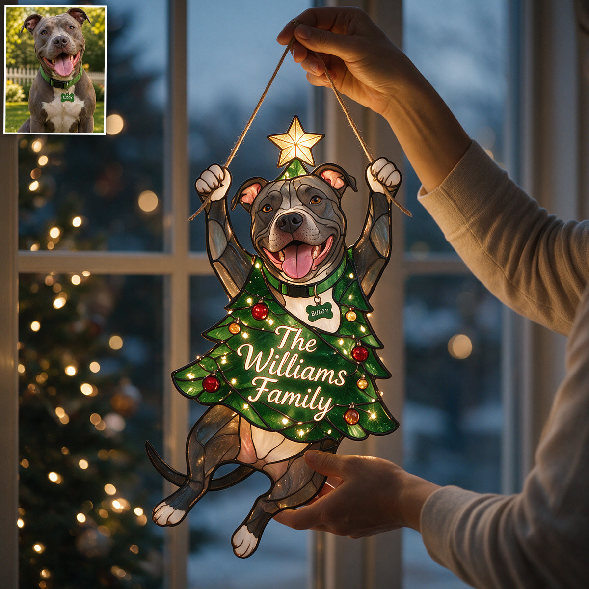 Personalisierte Verspielte Sibirische Husky Weihnachtsbaum LED Acrylschild - Festliches Geschenk für Hundeliebhaber