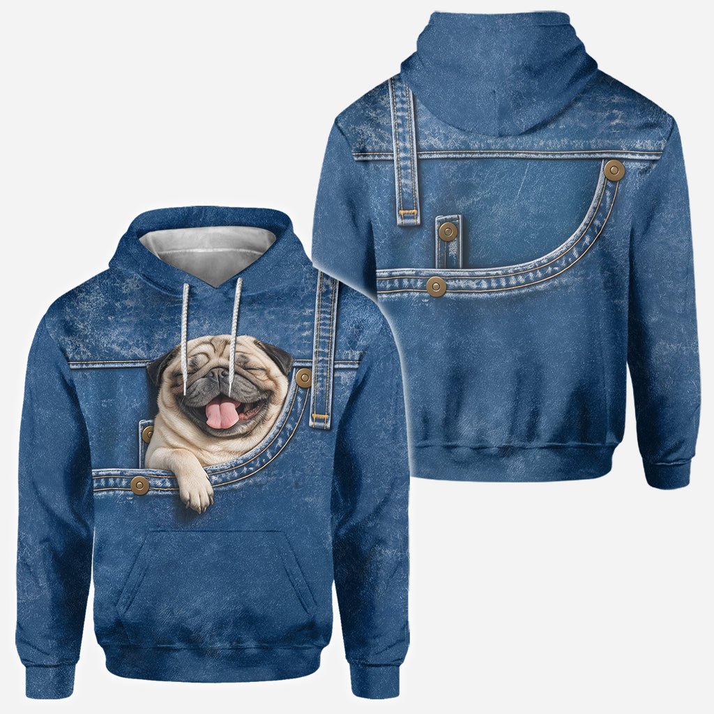 Cute Border Collie Faux Pocket Print Hoodie, Personalized Gift for Border Collie Owner Dog Pet Lover