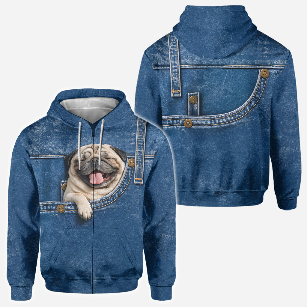 Personalized Smiling Golden Retriever Pocket Print Hoodie, Unique Gift for Dog Owner Pet Lover
