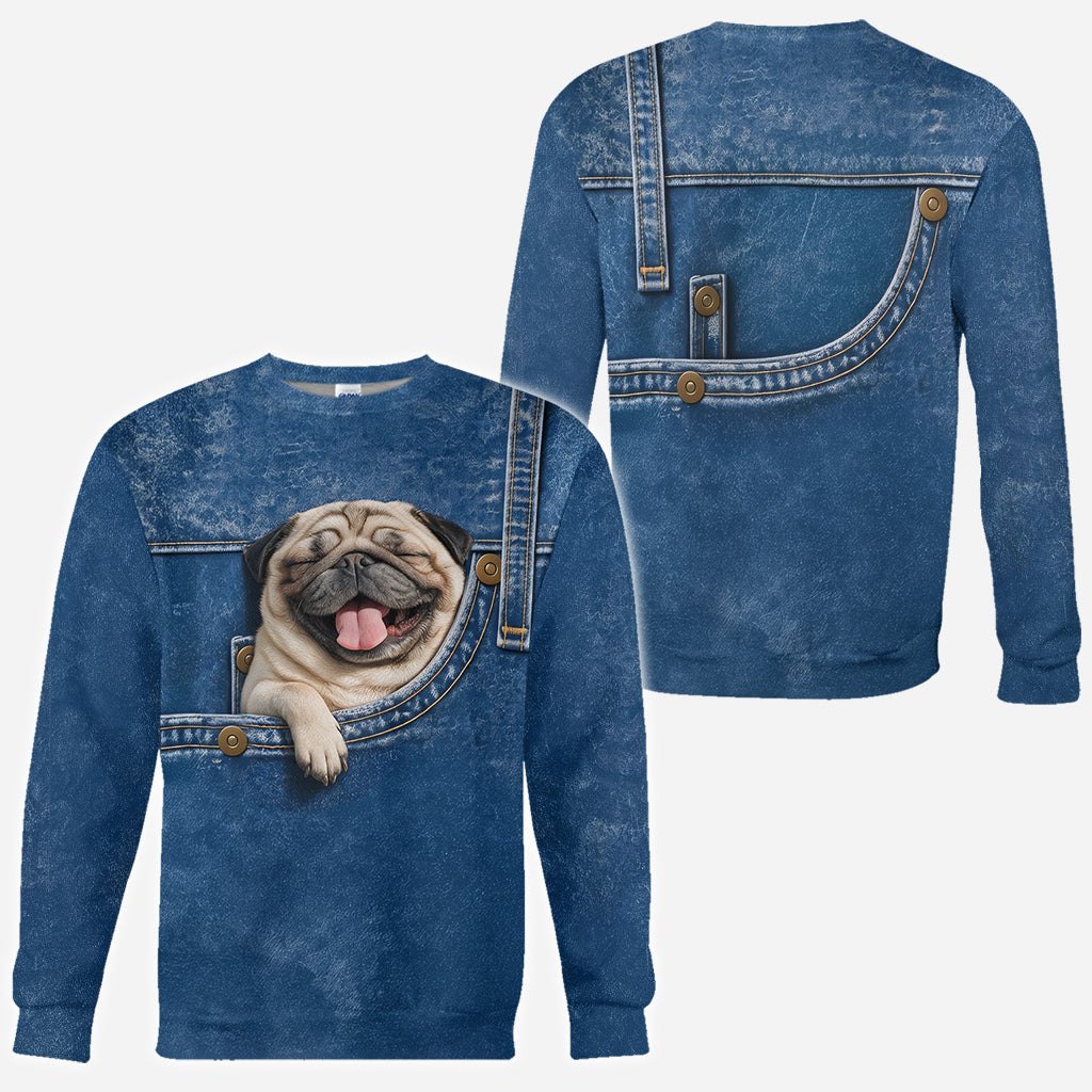 Cute Tiny Fawn Chihuahua Pocket Print All Over Hoodie, Unique Gift for Chihuahua Owner Pet Lovers
