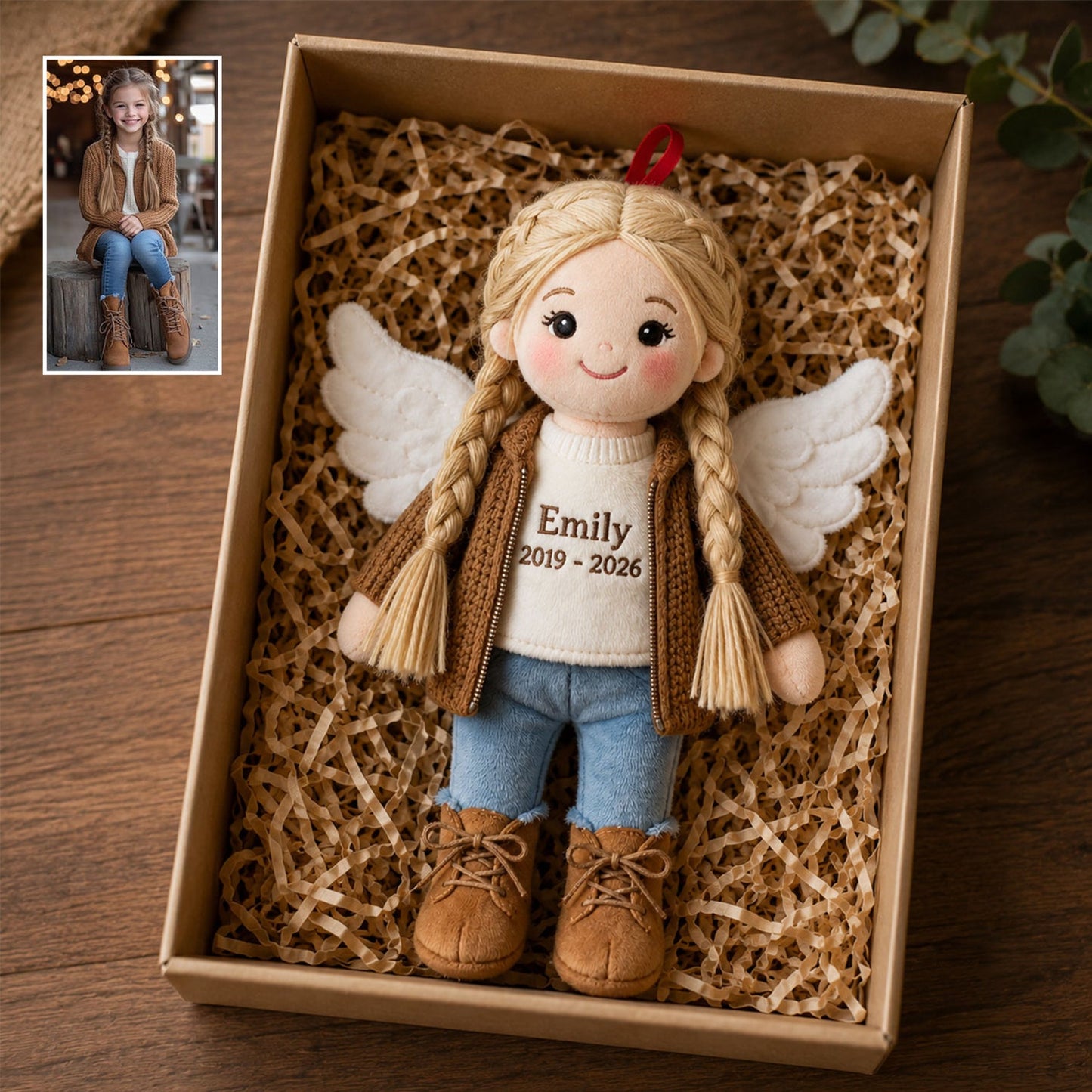 I'm Always With You Personalized Curly Poodle Angel Plush Ornament Pet Loss Memorial Keepsake Gift