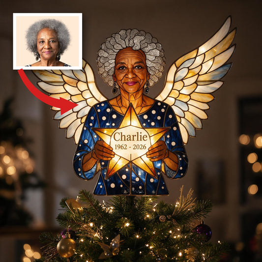 Ornement de Noël LED personnalisé en mémoire de Mamie - Cadeau souvenir