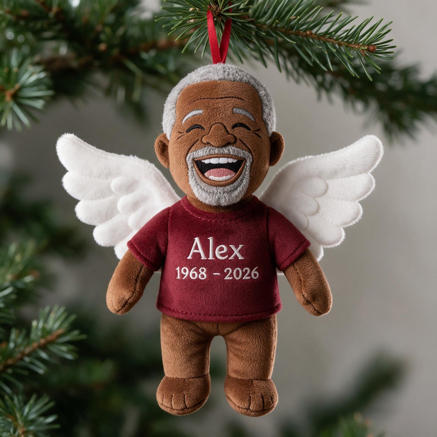 Personalized Angel Latina Grandpa Memorial Plush Ornament - I'm Always With You Remembrance Keepsake Christmas Gift
