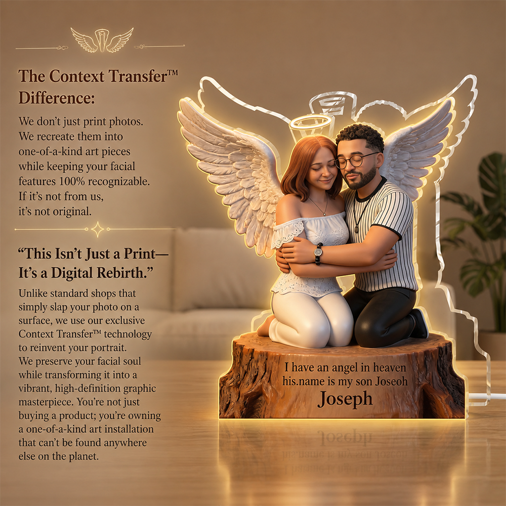 I Have An Angel In Heaven Personalized Couple Memorial Acrylic LED Night Light Bereavement Sympathy Gift