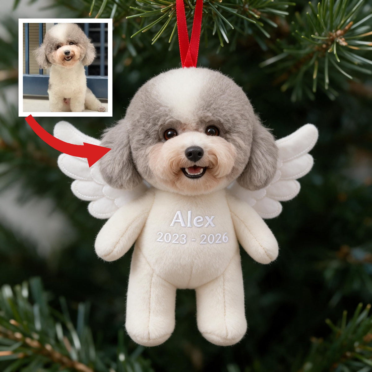 I'm Always With You Personalized Curly Poodle Angel Plush Ornament Pet Loss Memorial Keepsake Gift