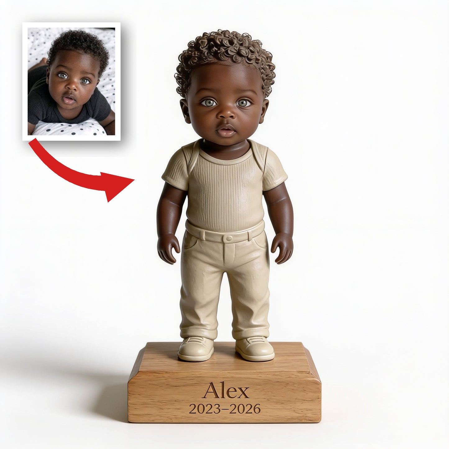 Custom Photo Black Kid Portrait Shaped Acrylic Plaque, Personalized Child Memorial Keepsake Gift for Desk & Home Display