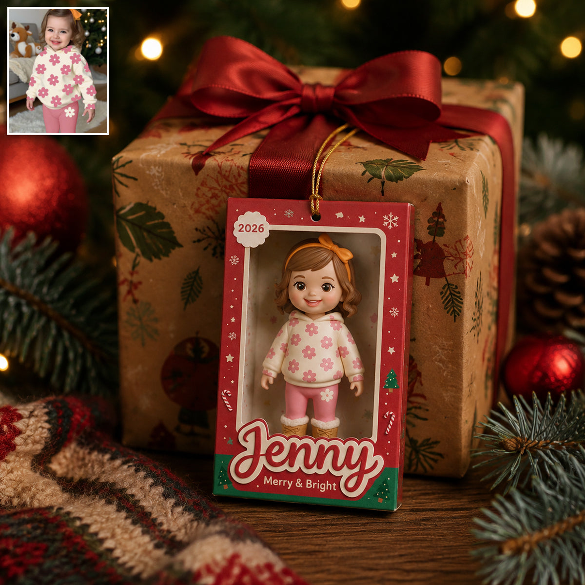 Personalized Fluffy Tortoiseshell Persian Cat Christmas Ornament, Custom Pet Holiday Gift for Cat Owners