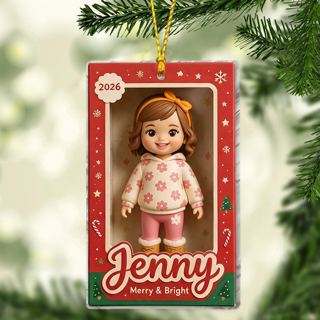 Personalized Cute 3D Little Girl Kid Christmas Ornament Custom 2026 Keepsake Holiday Tree Decoration Gift