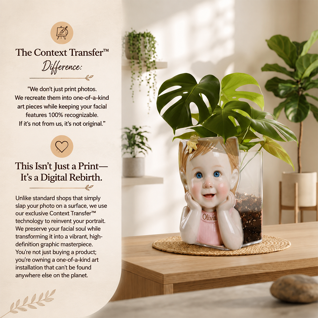 Custom Personalized Little Girl Shaped Acrylic Planter Pot, Cute 3 Year Old Kid Themed Home Decor Gift for Plant Lovers