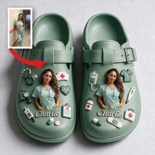 Sabots Infirmière Latine 3D Personnalisés Avec Soutien Arqué, Chaussures Confort Médicales Pour Cadeaux d'Appréciation des Infirmières