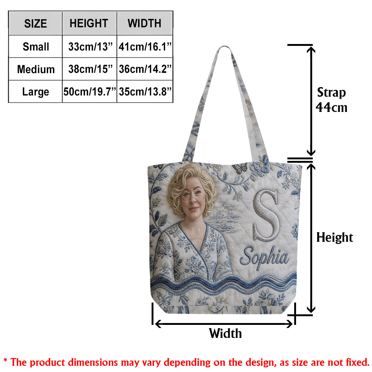 Personalized Embroidered Blonde Braided Girl Quilted Tote Bag - Custom Name Self Love Gift for Everyday Use