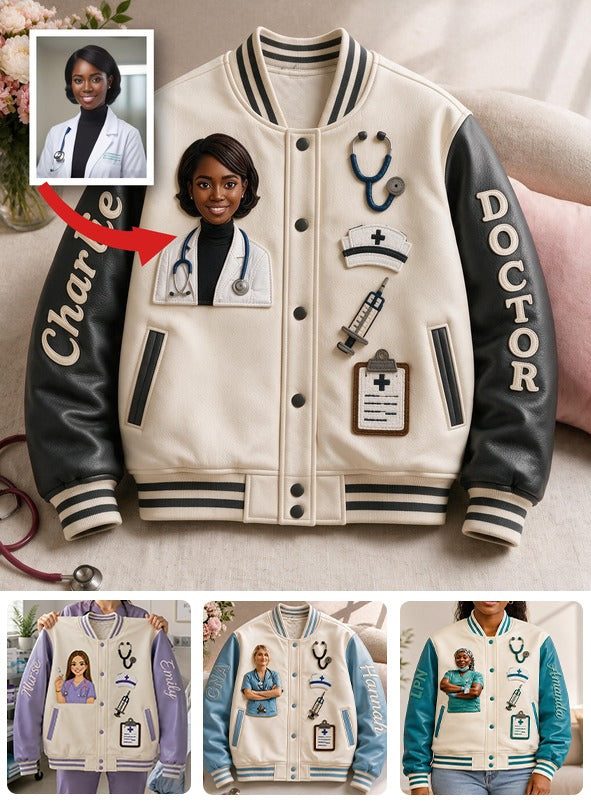 Personalized Doctor Varsity Jacket - Unique Appreciation Gift For Latina Woman, Medical Professionals, Graduation Casual Outerwear