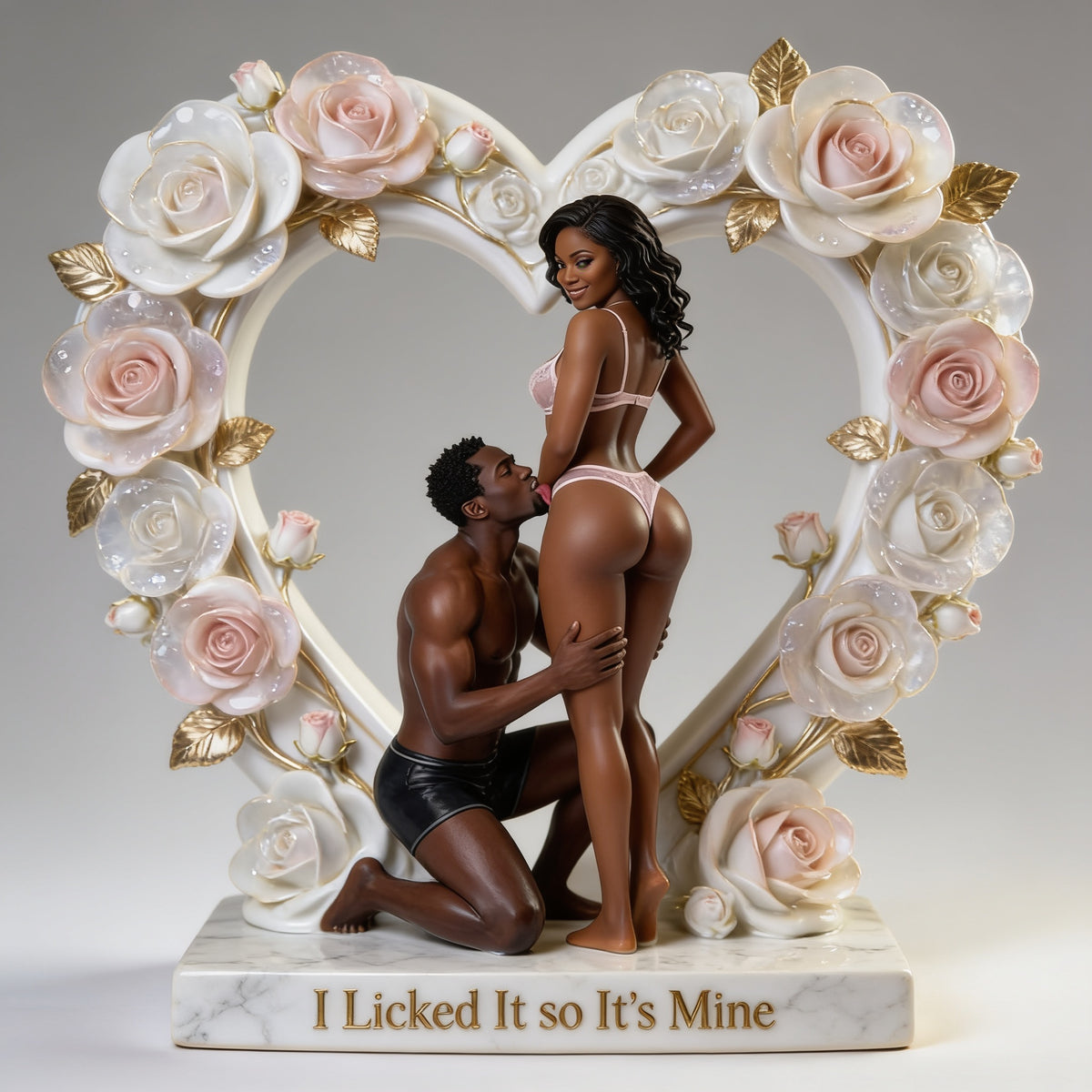 I Licked It so It's Mine - Funny Romantic Black Couple Custom Shaped Acrylic Plaque, Playful Naughty Anniversary Gift for Partners