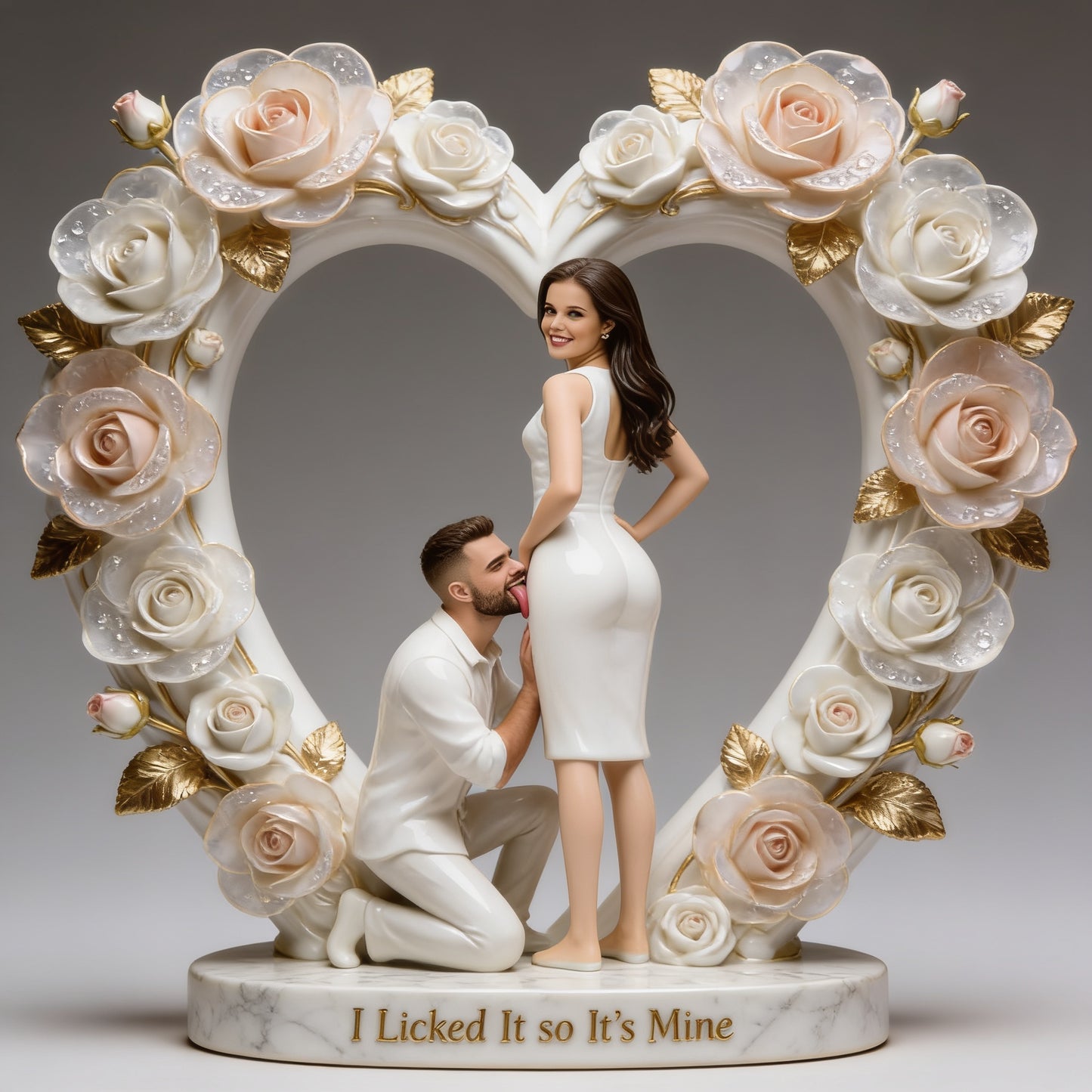 Funny Romantic Couple "I Licked It so It's Mine" Custom Heart Shaped Acrylic Plaque, Cute Relationship Anniversary Gift