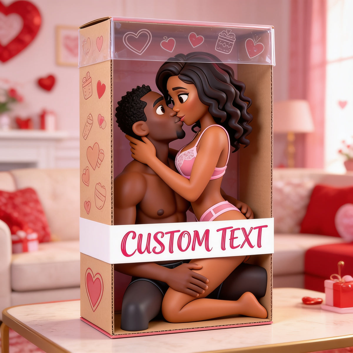 Personalized Romantic Black Couple Custom Shaped Acrylic Plaque | Naughty Valentine Anniversary Gift for Partner Desk Home Decor