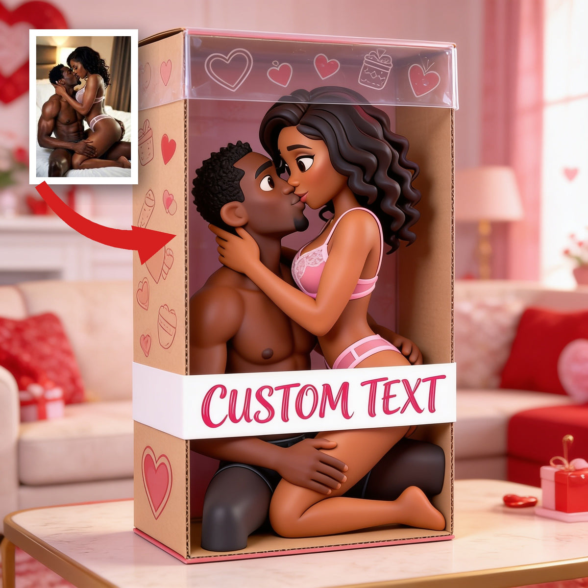 Personalized Romantic Black Couple Custom Shaped Acrylic Plaque | Naughty Valentine Anniversary Gift for Partner Desk Home Decor