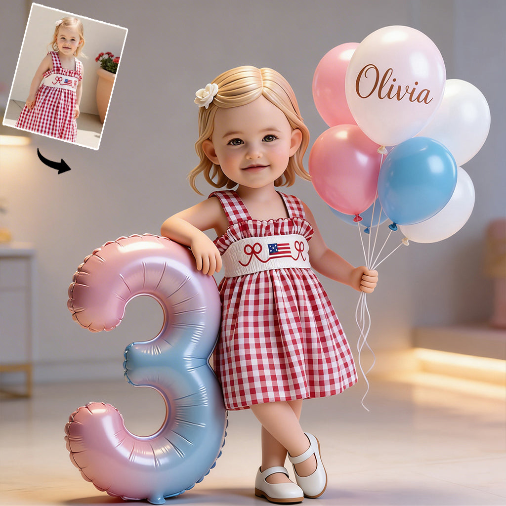 Personalized Birthday Custom Shaped Acrylic Plaque, Curly Red Hair Adult Latina Woman with Balloons & Custom Age Number, Unique Milestone Gift