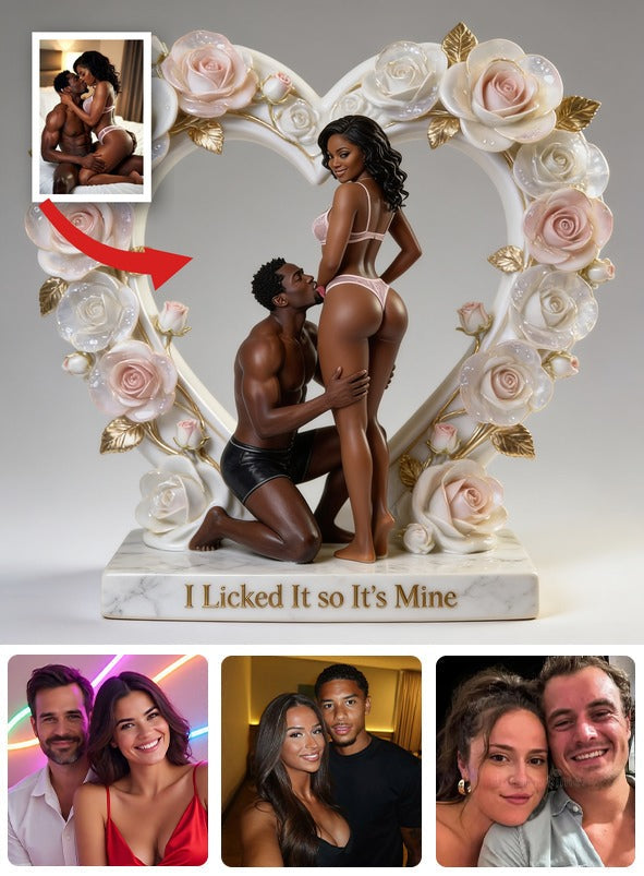 I Licked It so It's Mine - Funny Romantic Black Couple Custom Shaped Acrylic Plaque, Playful Naughty Anniversary Gift for Partners
