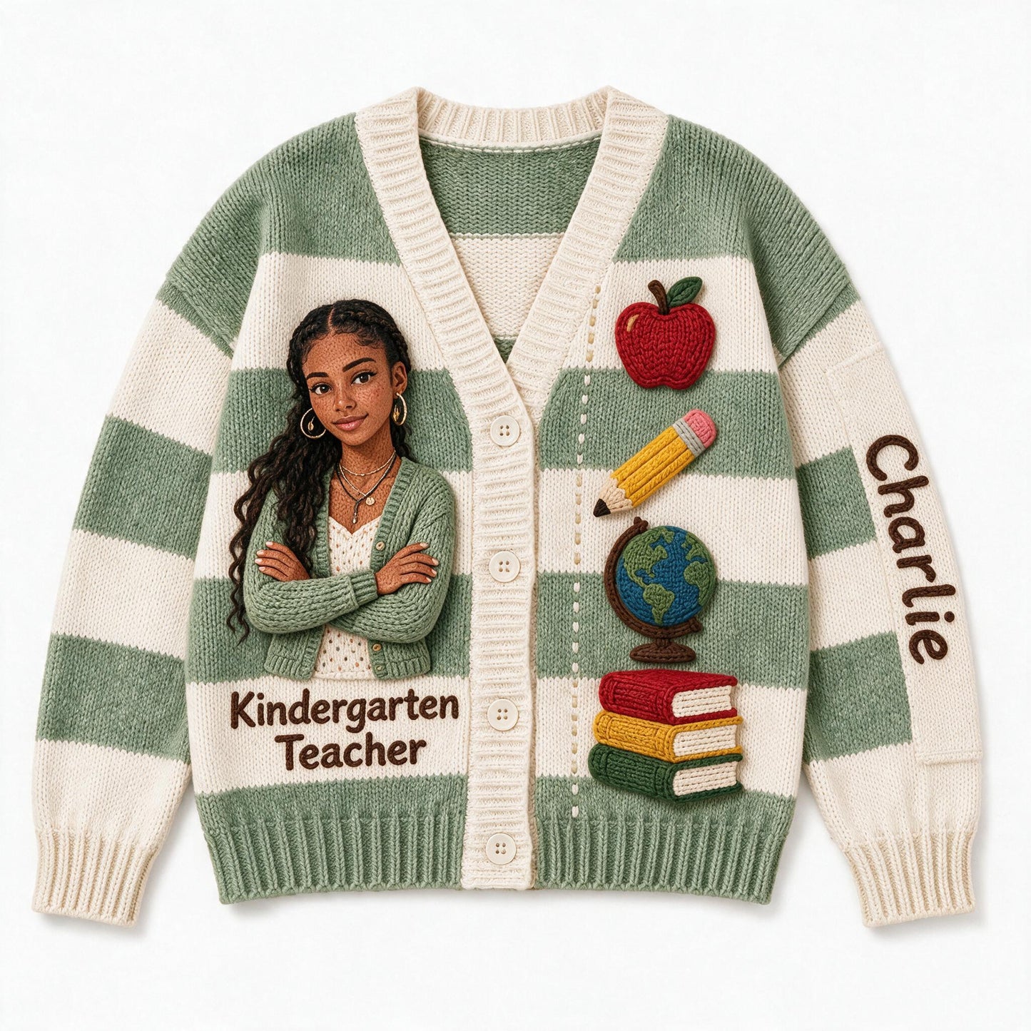Personalized Female Kindergarten Teacher Cardigan Sweater Latina Teacher Gift