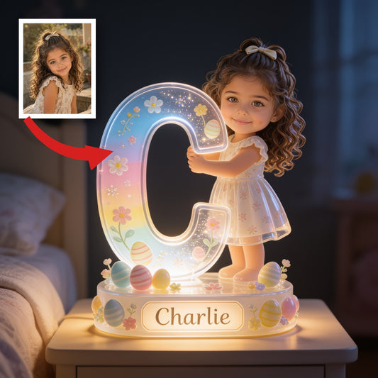 Personalisierte Oster Mädchen Alphabet Acryl LED Nachtlicht Geschenk für Kinder