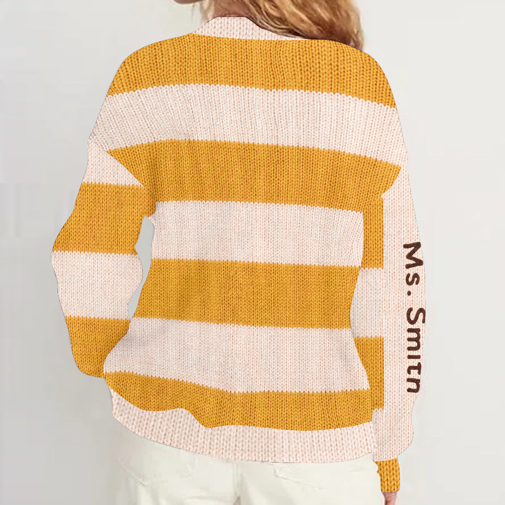Personalized 2nd Grade Black Woman Teacher Cardigan Sweater Teacher Gift