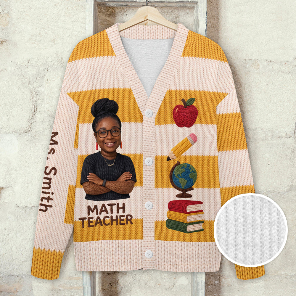 Personalized Female Elementary Teacher Cardigan Sweater, Teacher Appreciation Gift