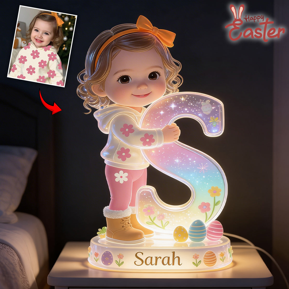 Personalisierte Oster süße Junge Acryl LED Nachtlicht Kinderzimmer Deko Geschenk