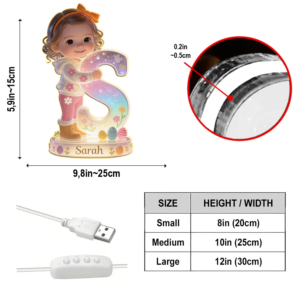 Personalisierte Oster süße Junge Acryl LED Nachtlicht Kinderzimmer Deko Geschenk