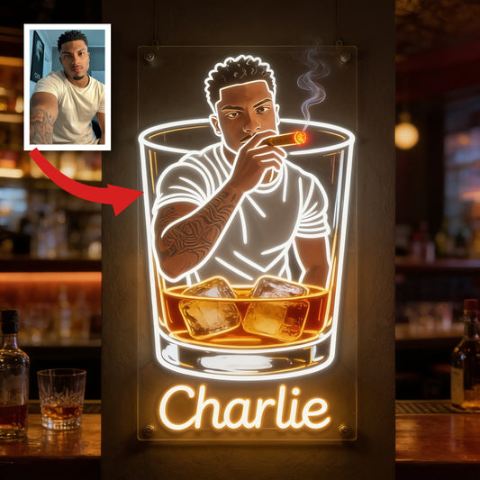 Personalisierte Erwachsene Latina Mann Whiskey Zigarre LED Acrylzeichen Bar Dekor