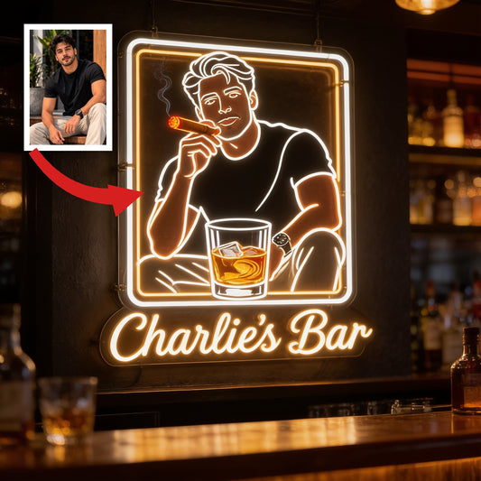 Personalisierte Whiskey Zigarren LED Acryl Bar Sign Home Decor für Erwachsene