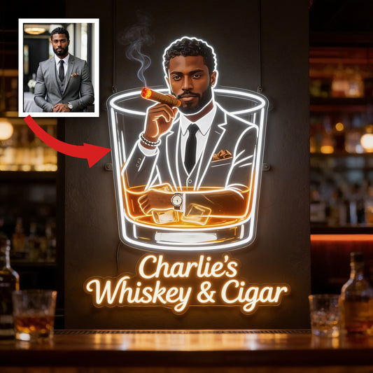 Personalisierte stilvolle schwarze LED-Acrylsignatur für Whiskey & Zigarren