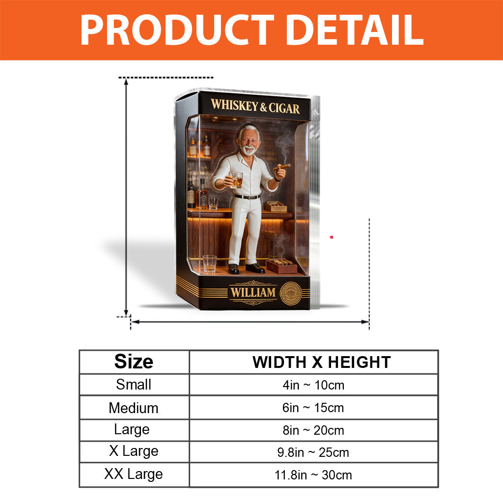 Personalisierte Whiskey- & Zigarrenfigur Acrylplakette Geschenk für Latina Männer