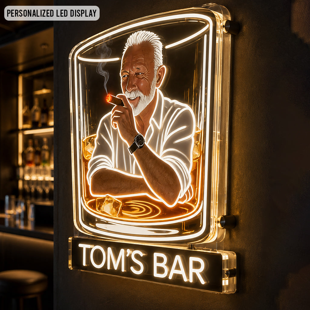 Personalisierte Whiskey Zigarren Bar LED Acrylschild für Zuhause Geschenk für ältere Männer