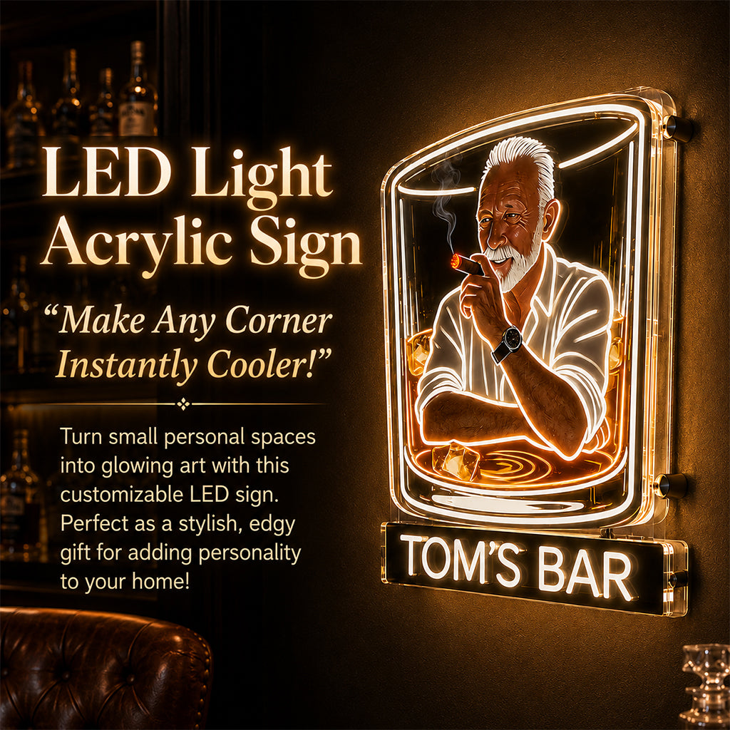 Panneau LED Acrylique Personnalisé pour Cigares et Whisky - Décor de Bar à Domicile