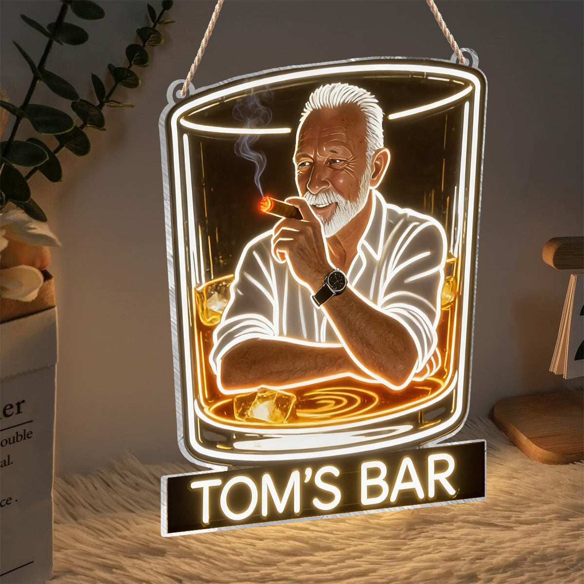 Personalisierte Whiskey Zigarren LED Acryl Bar Sign Home Decor für Erwachsene
