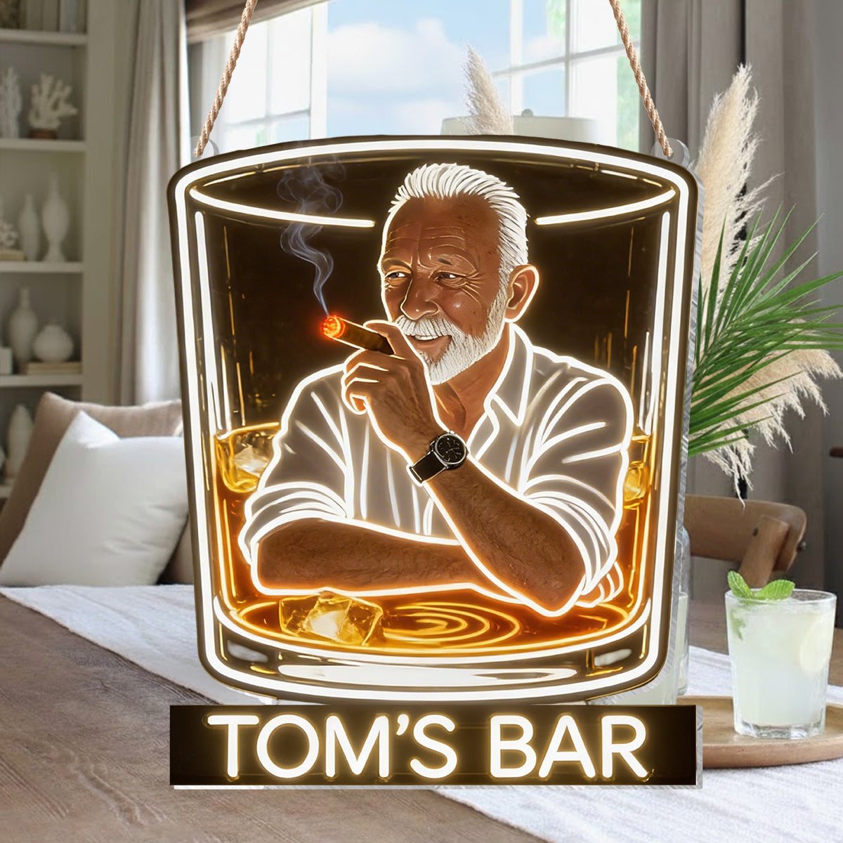Personalisierte Whiskey Zigarren LED Acryl Bar Sign Home Decor für Erwachsene