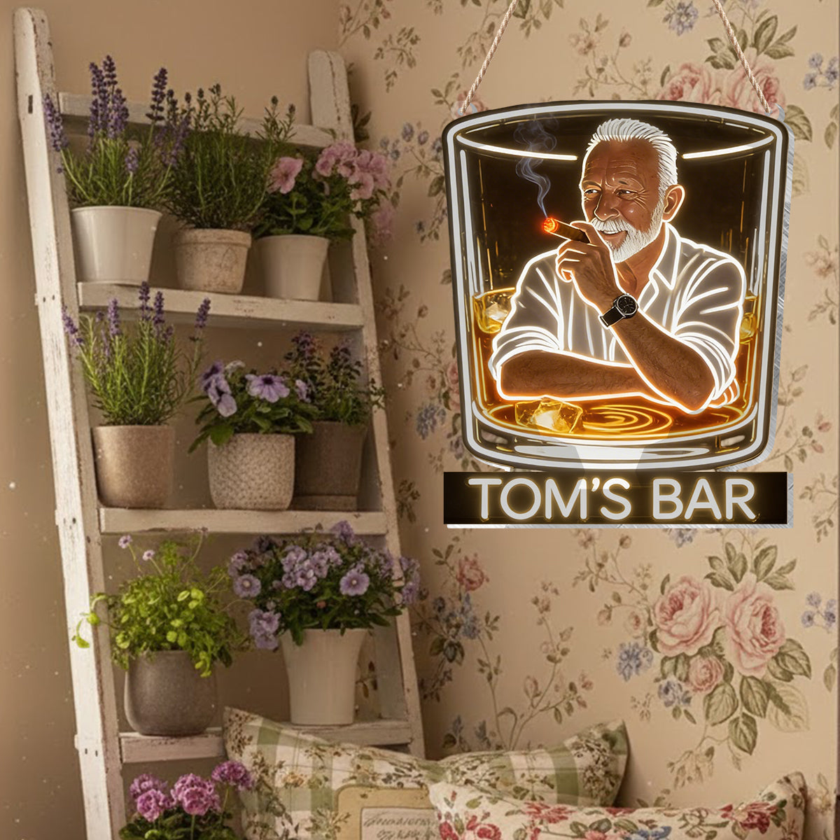 Personalisierte Whiskey Zigarren Bar LED Acrylschild für Zuhause Geschenk für ältere Männer