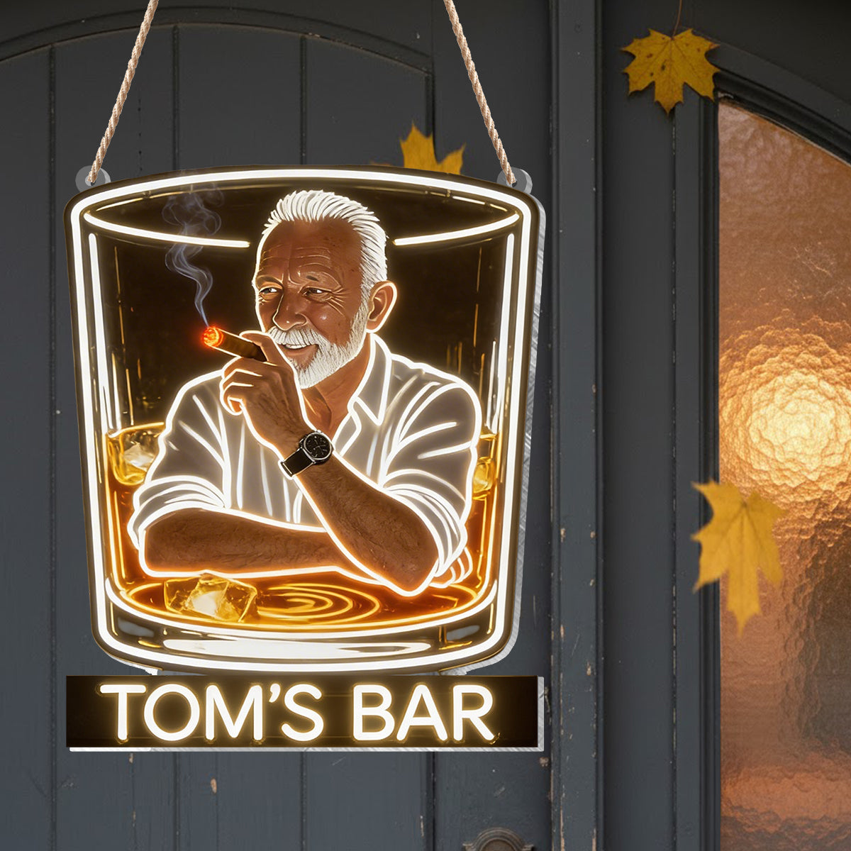 Personalisierte Whiskey Zigarren Bar LED Acrylschild für Zuhause Geschenk für ältere Männer