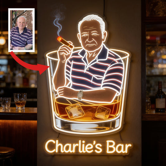 Personalisierte Whiskey Zigarren Bar LED Acrylschild für Zuhause Geschenk für ältere Männer