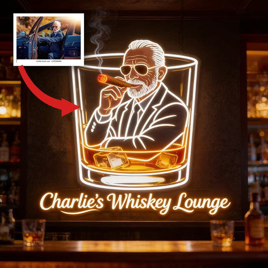 Personalisierte Whiskey Cigar Lounge LED Acrylschild für die Hausbar Geschenk für Latina Männer