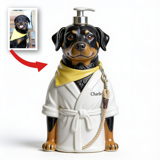 Distributeur de savon spa Rottweiler personnalisé - Cadeau déco mignon