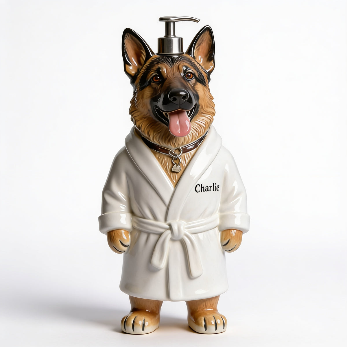 Personalisierter Deutscher Schäferhund Bademantel Seifenspender Geschenk für Tierliebhaber
