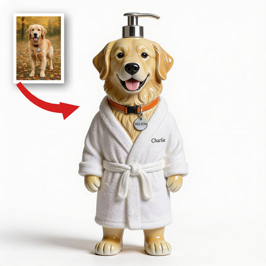 Distributeur de savon personnalisé Golden Retriever - Cadeau déco pour salle de bain