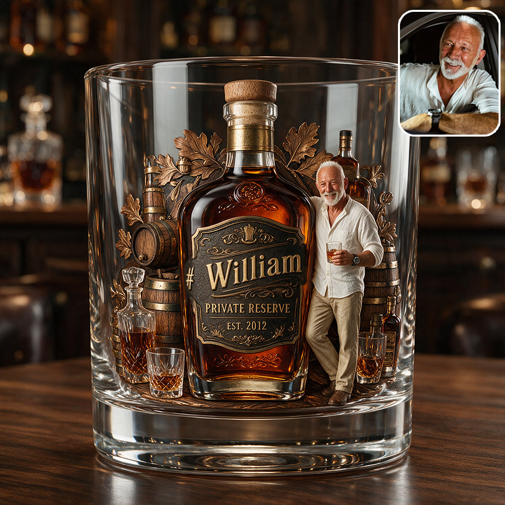 Personalized Older Black Gentleman Whiskey Glass Bourbon Lover Gift