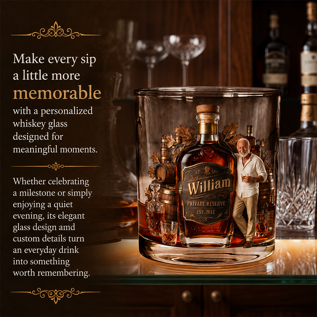 Personalized Older Black Gentleman Whiskey Glass Bourbon Lover Gift