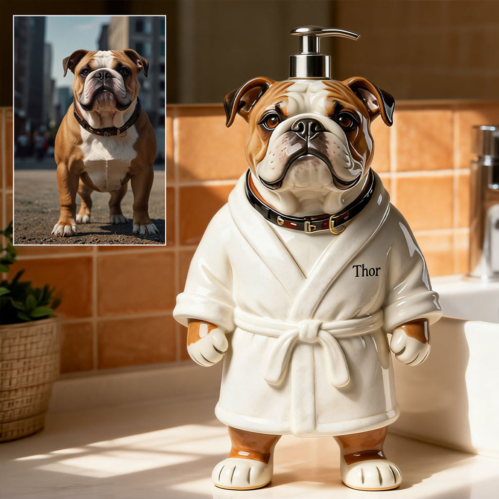 Personalized Border Collie Bath Robe Soap Dispenser Dog Lover Bathroom Gift